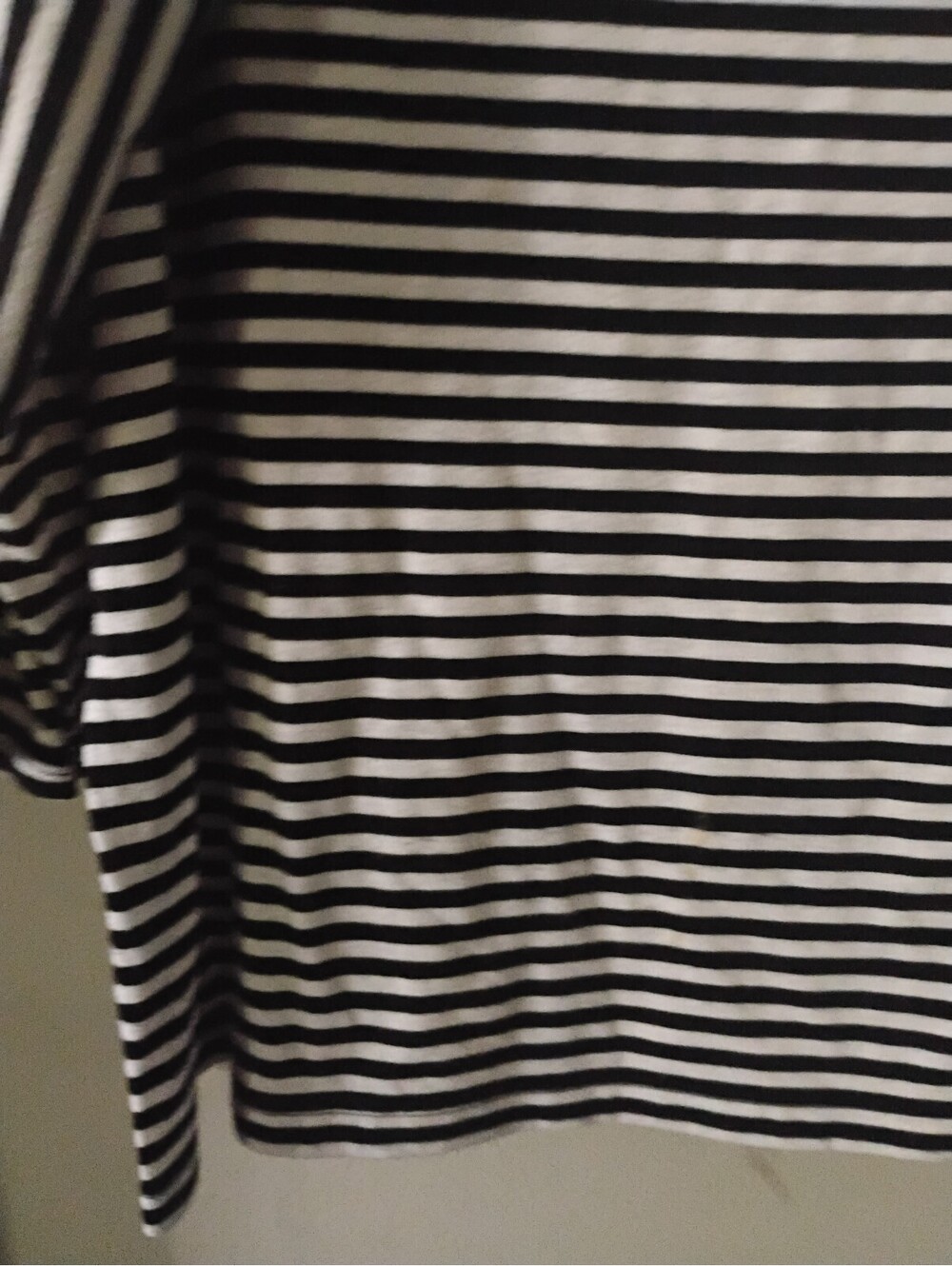 Everly Drive Black White Striped Boatneck Top 3/4 Sleeve Button Shoulder L - Picture 3 of 11